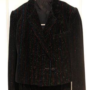 Gorgeous black velvet Tahari vintage blazer skirt set